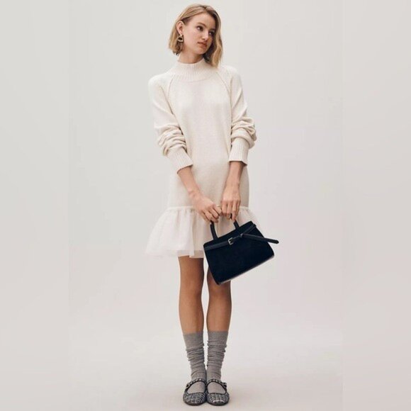 NWT Size SP -Anthro Long-Sleeve Turtleneck Tulle Twofer Mini Dress (NWT US$ 228) - Picture 4 of 16